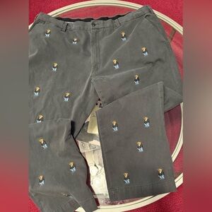 Ralph Lauren Charcoal Chinos with Embroidered Bears